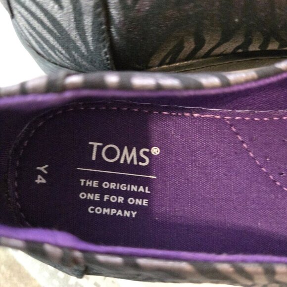 Toms Alpargata Zebra Slip-On‎ Shoes Y4 Black Silver Metallic Canvas Casual Flat - Picture 3 of 10